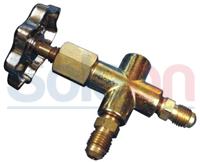 Spojka manometra s ventilom 1/8"NPT + 2 x 1/4"SAE