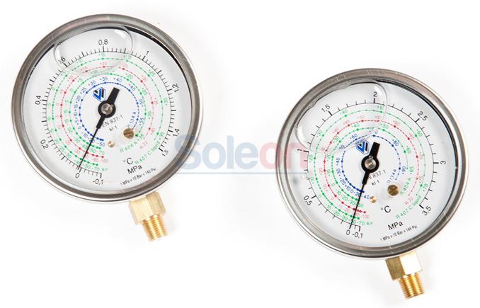 Manometer vysokotlaký plnený olejom Ø80mm, R744 ML80/160R1/D5/K1 Wigam