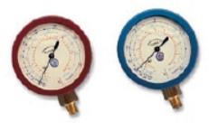 Manometer nízkotlaký  plnený olejom Ø60mm, R410A-32 BL60/20R1/A4/K1 Wigam