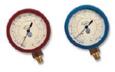 Manometer nízkotlaký plnený olejom Ø60mm, R22-134a-404A-407C BL60/10R1/A6/K1 Wigam