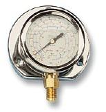 Manometer nízkotlaký plnený olejom Ø60mm, R22-134a-404A-407C ML60/18R4FP/A8 Wigam