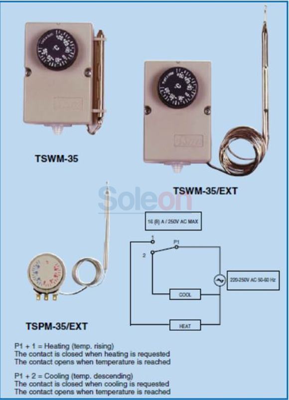 Termostat s kapilárou -35°C do +35°C TSWM-35/EXT Ite